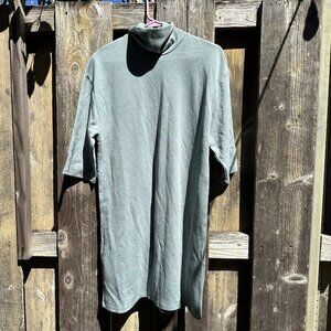 Zara Turtleneck Shirt Dress Womens Small Slate Gray Blue Cozy Tunic Stretch